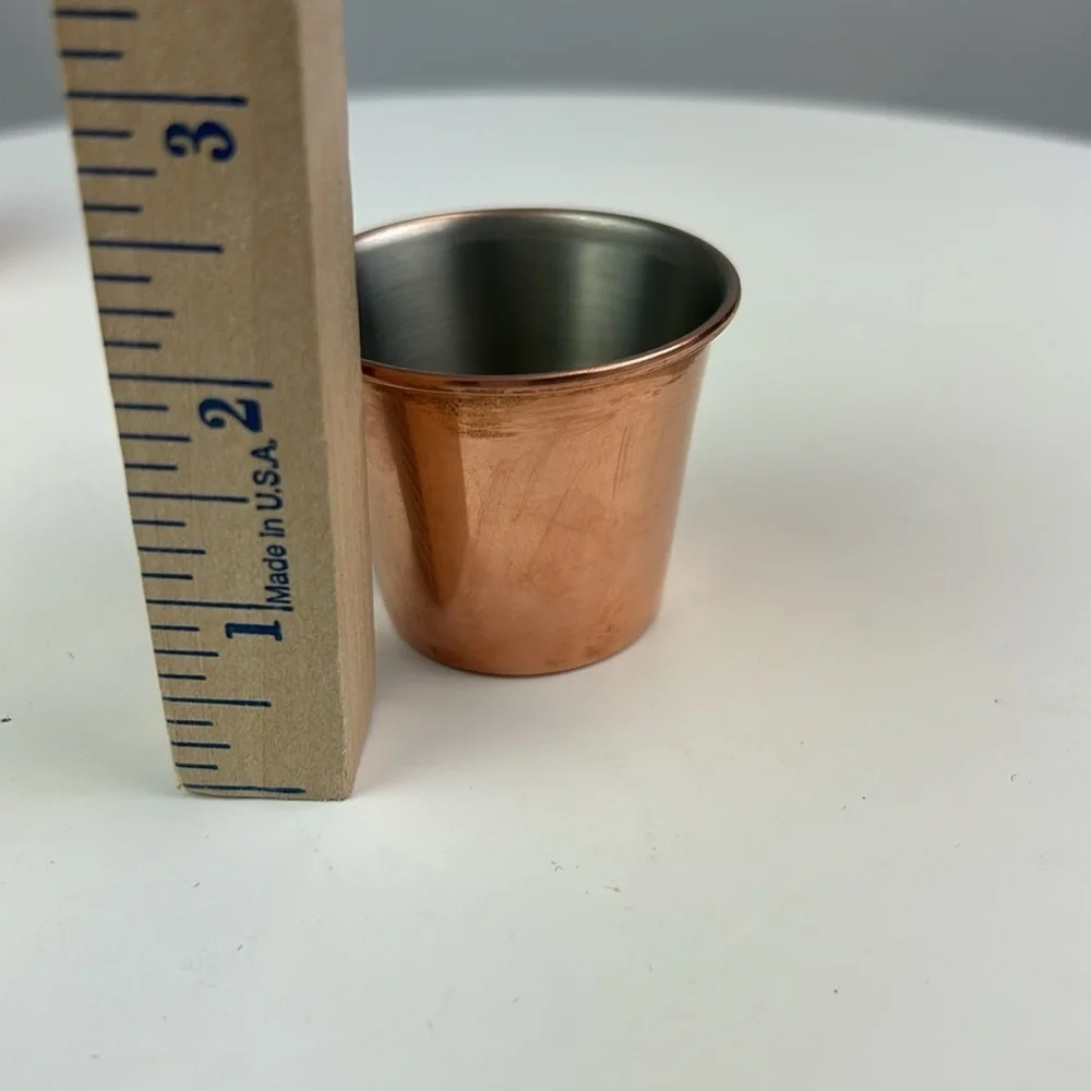 Vintage Set of 5 Copper Moscow Mule Style Shot Mugs Handcrafted in Sweden 2”